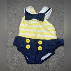 GYMBOREE 0-3 Month Sailor Bathing Suit Yellow and Blue NWOT